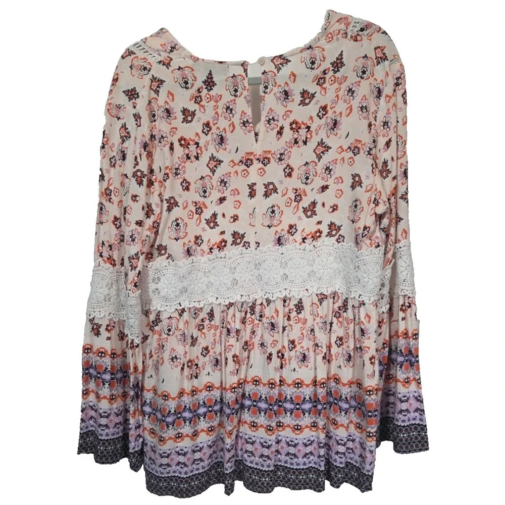 Suzanne Betro Floral ‎ Tunic Blouse Long Sleeve Large - Picture 3 of 7